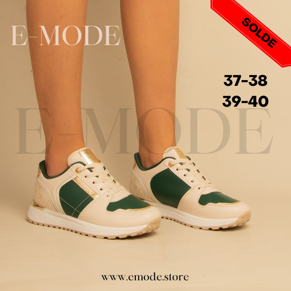 Baskets Beige/Verte - Ref-0532