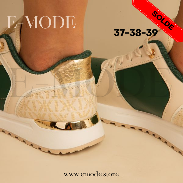 Baskets Beige/Verte - Ref-0532