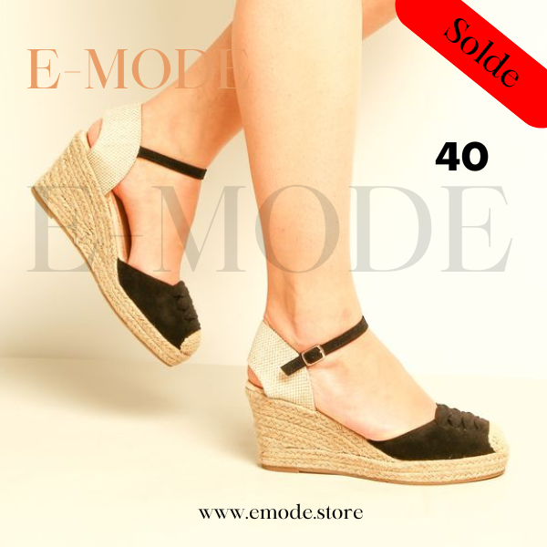 Sandale talon Haut Noir / REF-0588