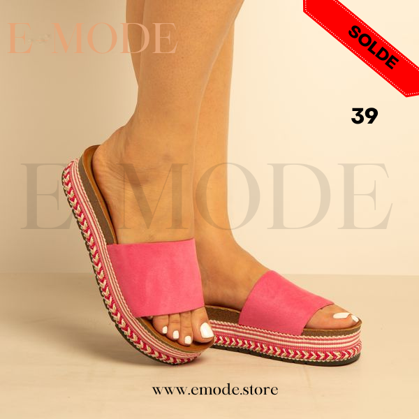 Mule femme Double semelle rose / REF-0632