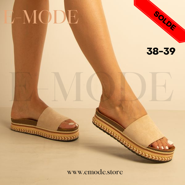 Mule femme Double semelle beige / Ref-0633