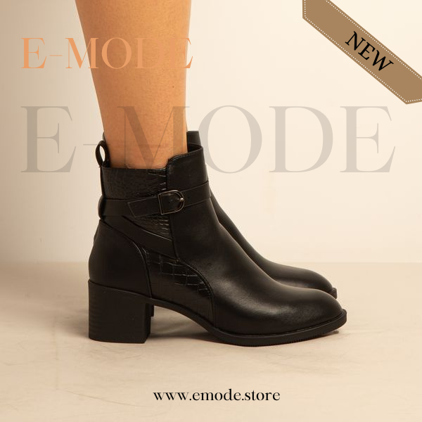 Bottines a Talon – Simili Cuir – Noir -REF-0675