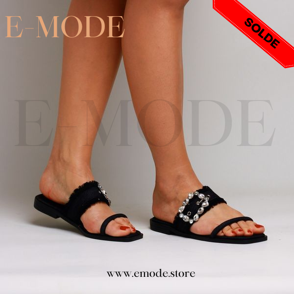 Mules jean Noir REF-0734