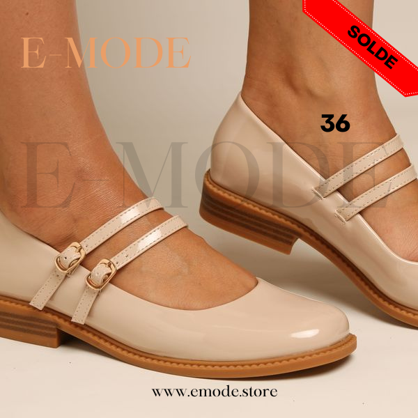 Mocassin -Mary Jane - Beige vernis REF-0762