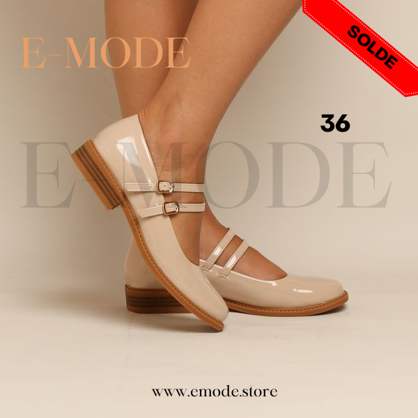 Mocassin -Mary Jane - Beige vernis REF-0762