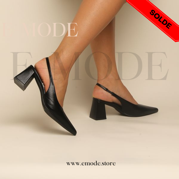 Escarpin Slingback-Simili cuir NOIR / REF-0782