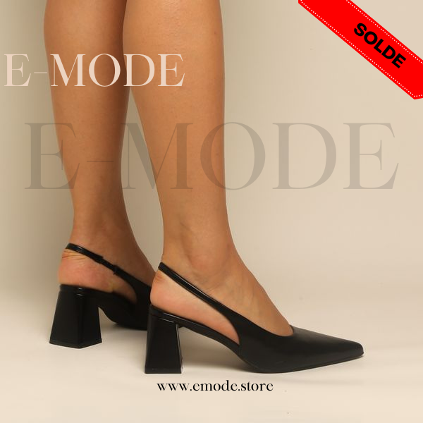 Escarpin Slingback-Simili cuir NOIR / REF-0782
