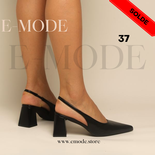 Escarpin Slingback-Simili cuir NOIR / REF-0782