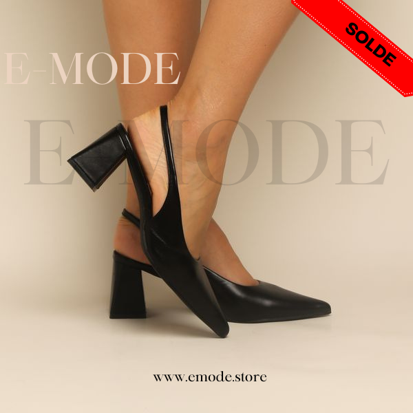 Escarpin Slingback-Simili cuir NOIR / REF-0782