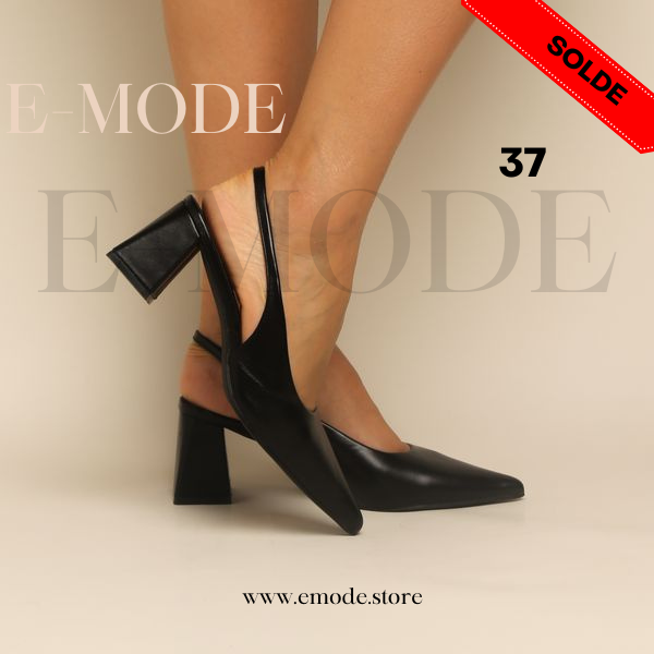 Escarpin Slingback-Simili cuir NOIR / REF-0782