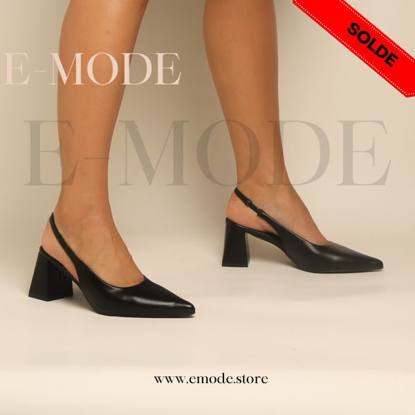 Escarpin Slingback-Simili cuir NOIR / REF-0782