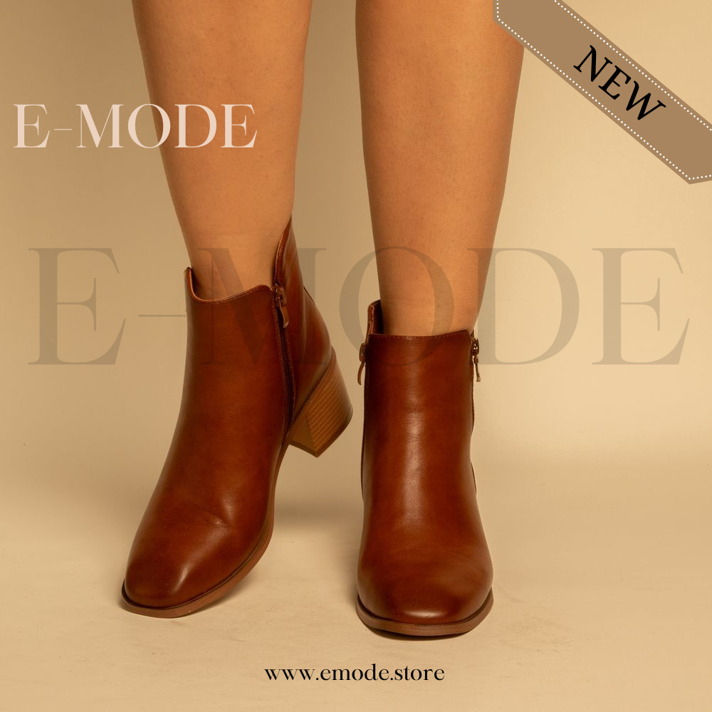Bottines - Simili cuir - Marron- REF-0803