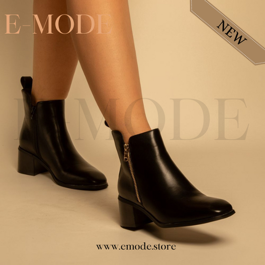 Bottines - Simili cuir - Noir- REF-0804
