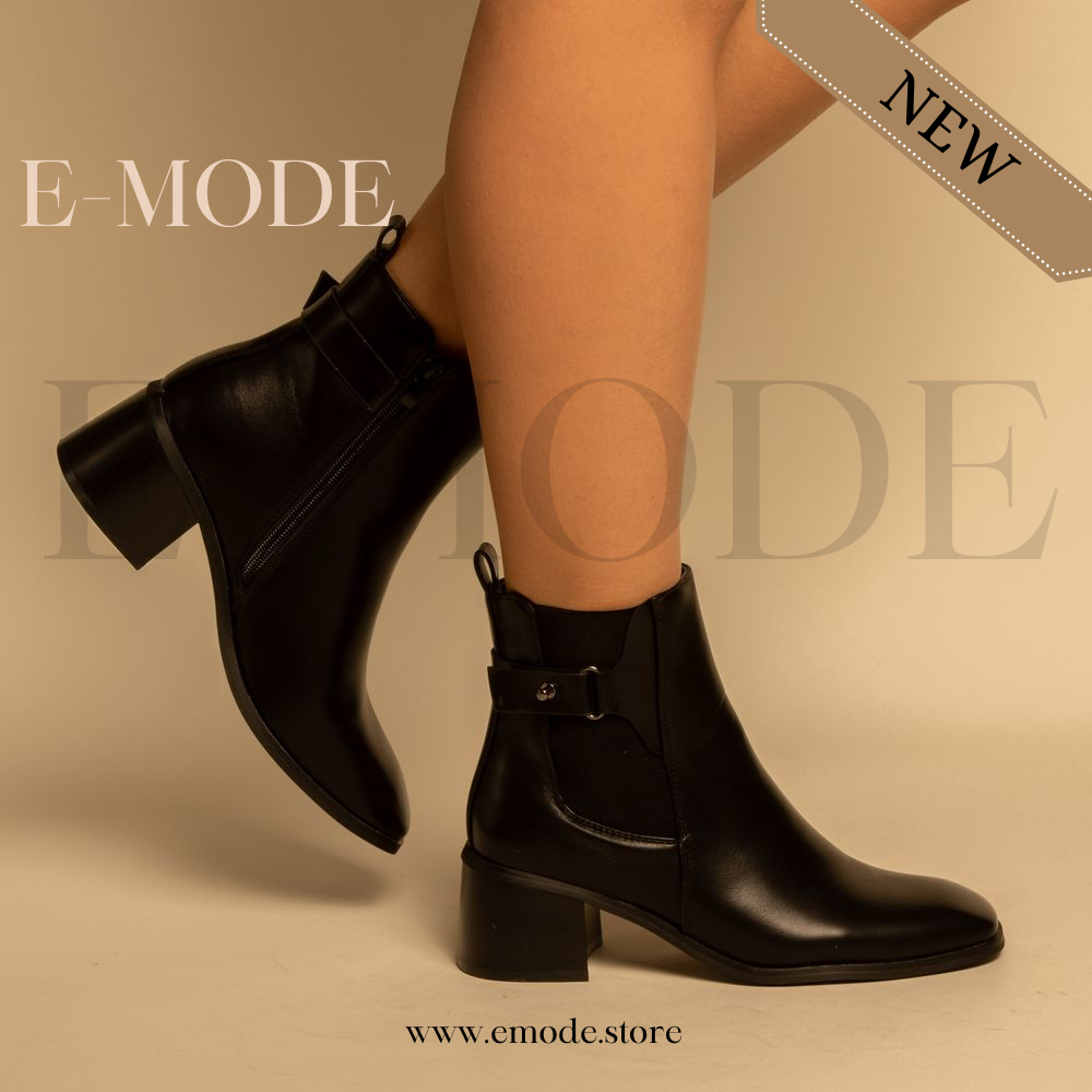 Bottines - Simili cuir - Noir- REF-0808
