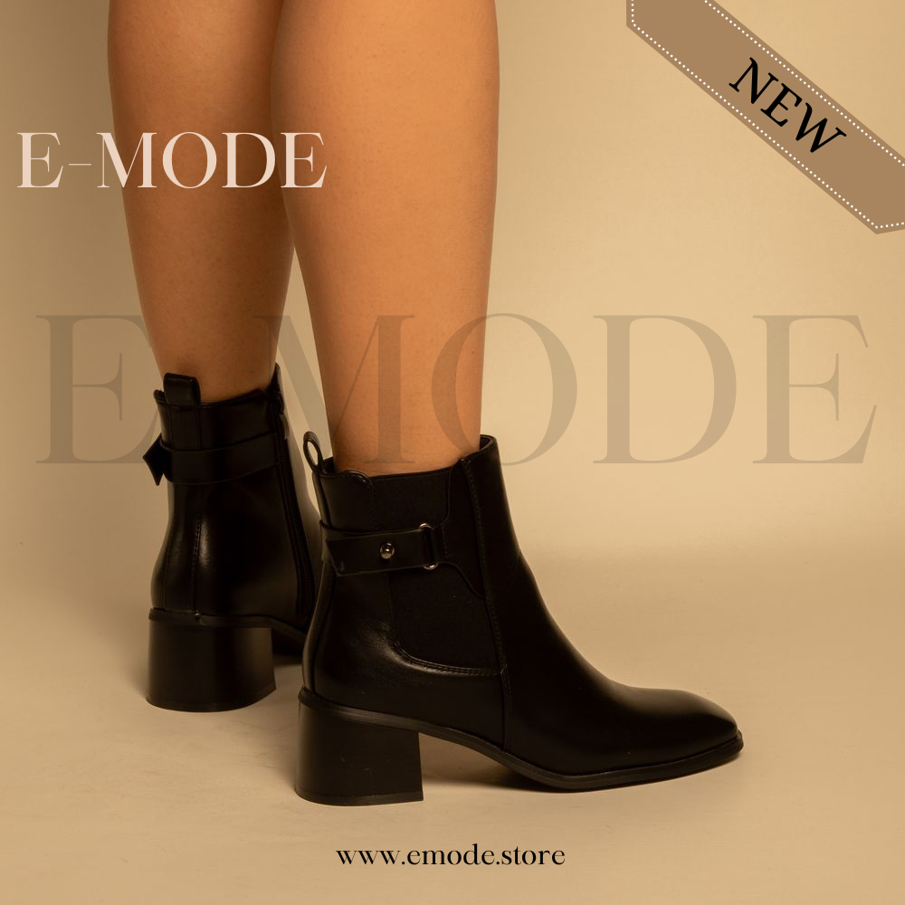 Bottines - Simili cuir - Noir- REF-0808