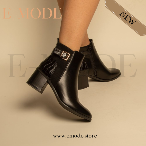 Bottines - Simili cuir - Noir- REF-0819