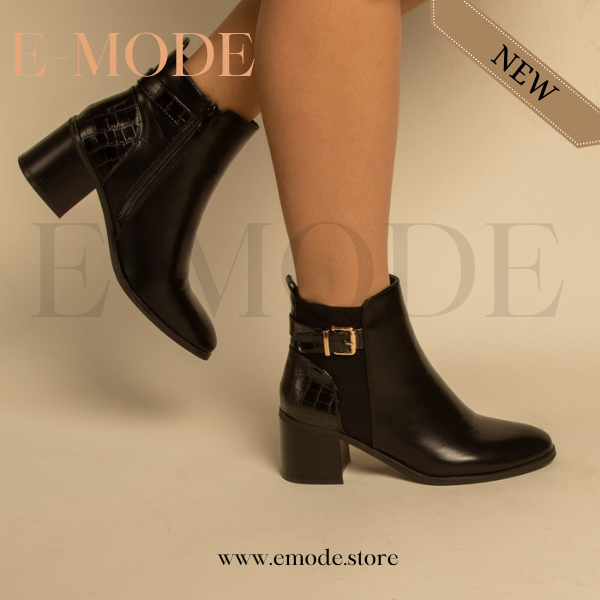 Bottines - Simili cuir - Noir- REF-0819