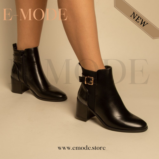 Bottines - Simili cuir - Noir- REF-0819