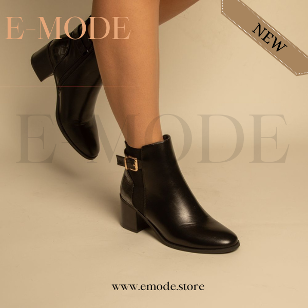 Bottines - Simili cuir - Noir- REF-0819