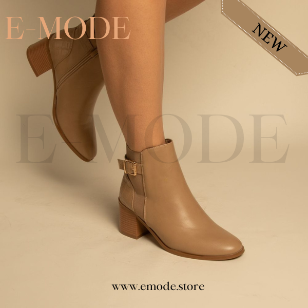 Bottines - Simili cuir - Beige- REF-0820