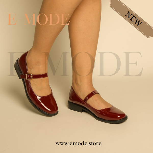 Mocassin -Mary Jane-Rouge vernis REF-0838
