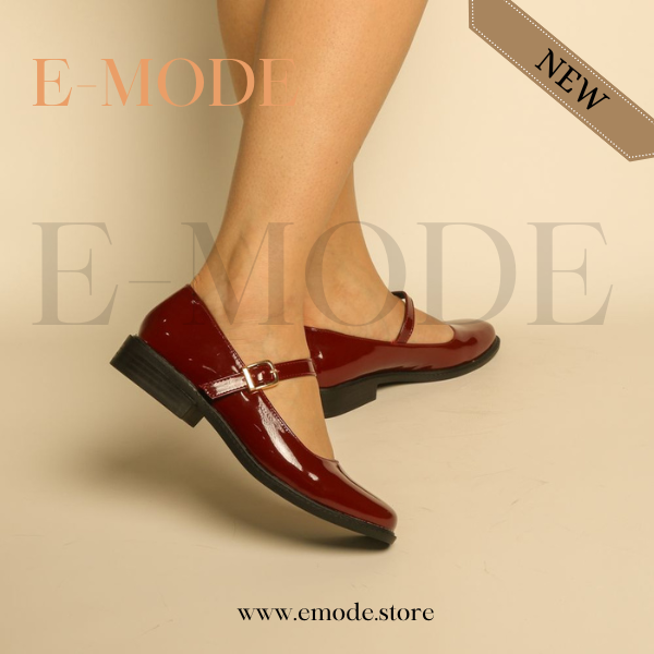 Mocassin -Mary Jane-Rouge vernis REF-0838