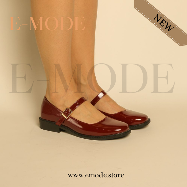 Mocassin -Mary Jane-Rouge vernis REF-0838