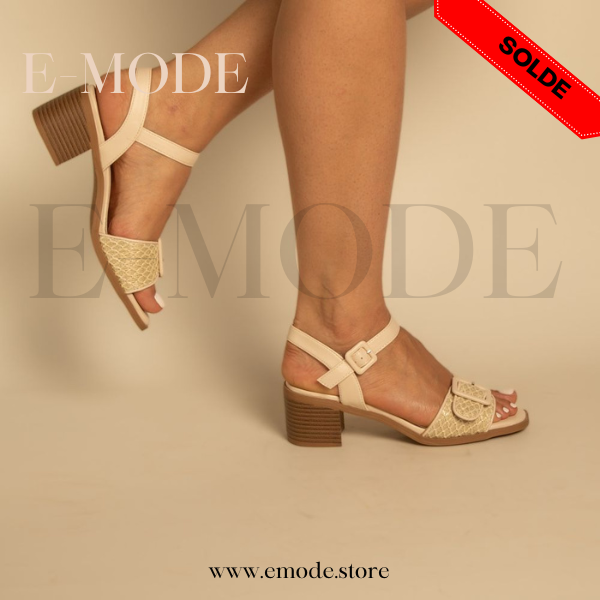 Sandale a Talon avec Boucle Blanche / REF-0879