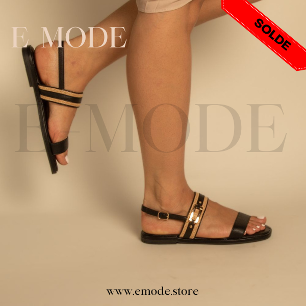 Sandale Plate Noir / REF-0887