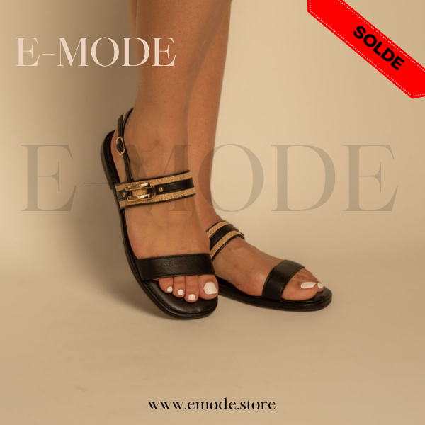 Sandale Plate Noir / REF-0887