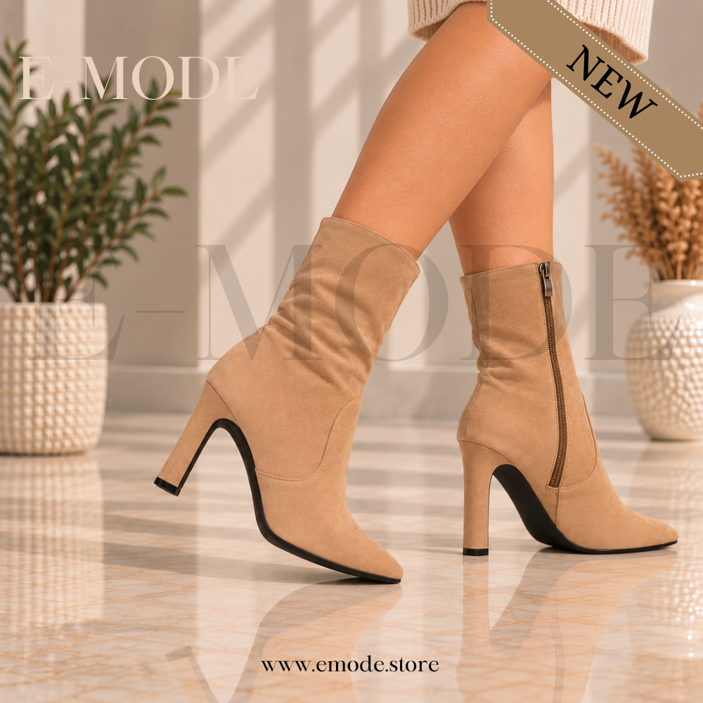 Bottines A talon- Daim - beige REF-0912