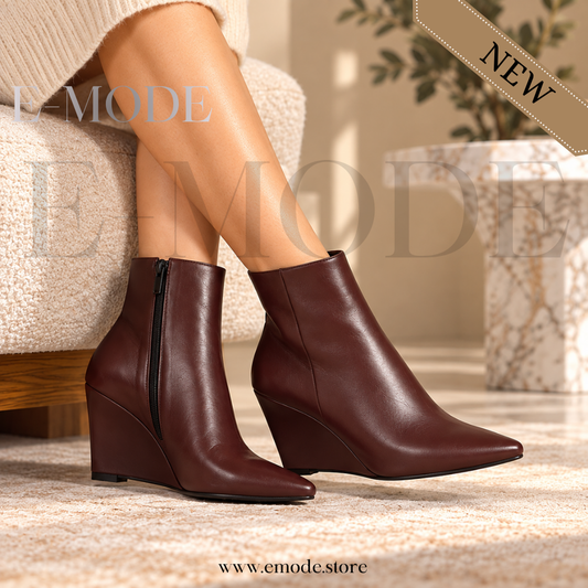 Bottines a talons Compensé -Bordeaux- REF-0954