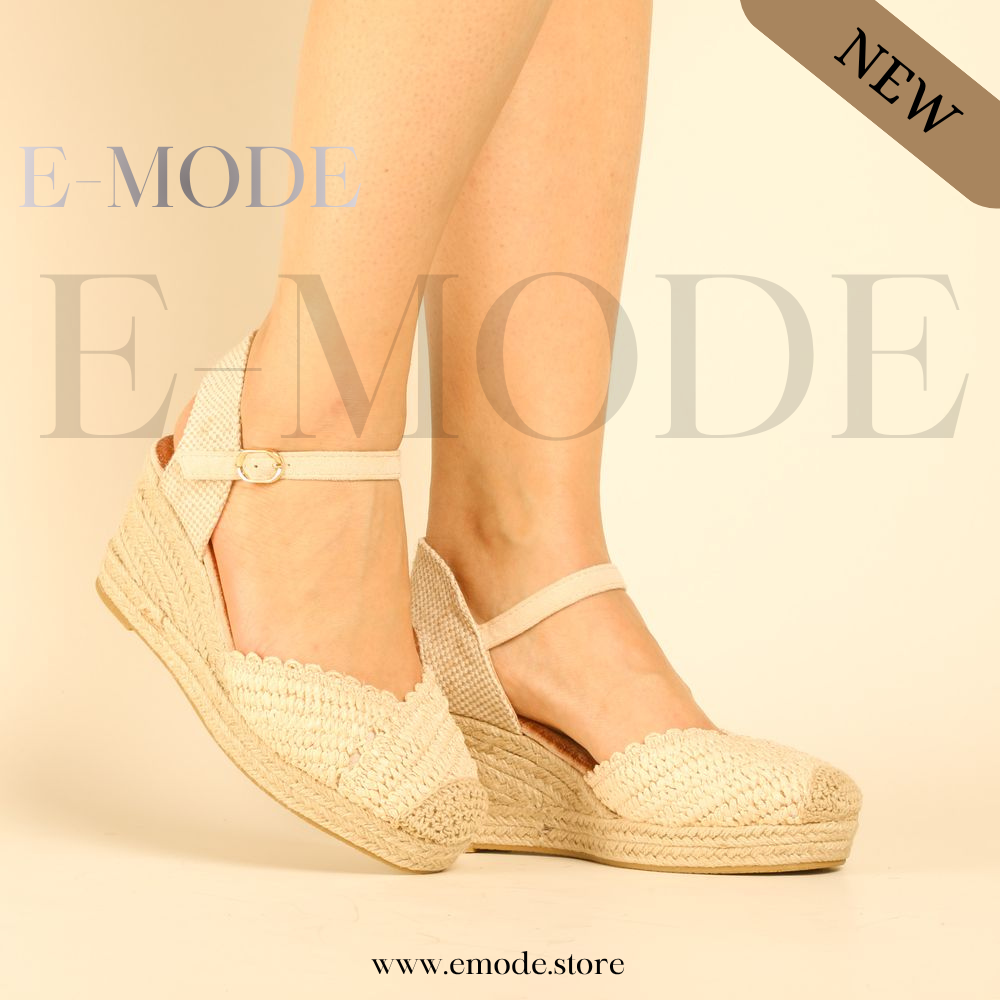 Sandales semelles Raphia - Beige - REF-0975