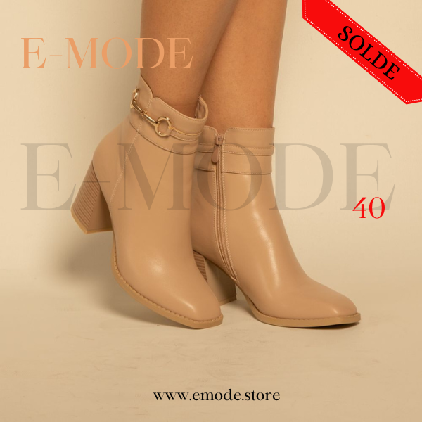 Bottines a Talons avec boucle Beige Khaki REF-0892