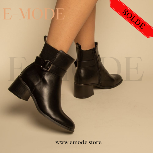 Bottines - Simili cuir - Noir- REF-0821