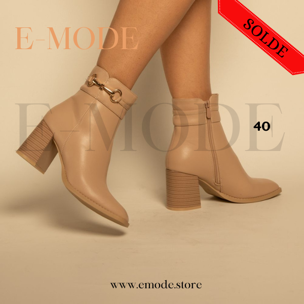 Bottines a Talons avec boucle Beige Khaki REF-0892