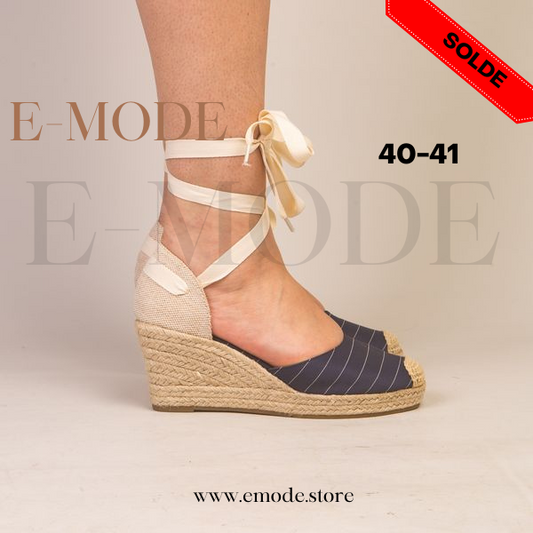 Sandales Compensée – Bleu Nuit / REF-0459