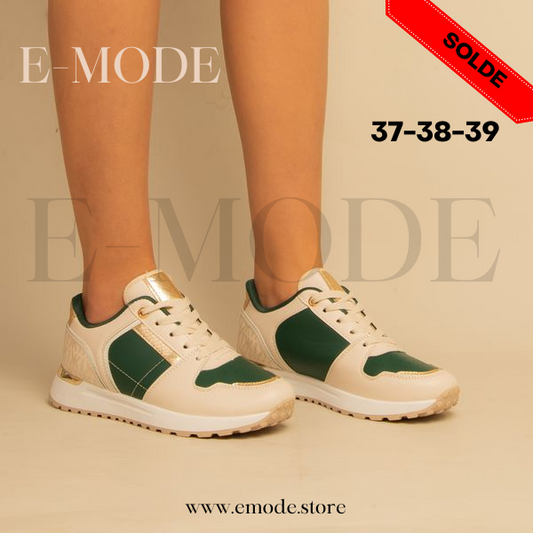 Baskets Beige/Verte - Ref-0532
