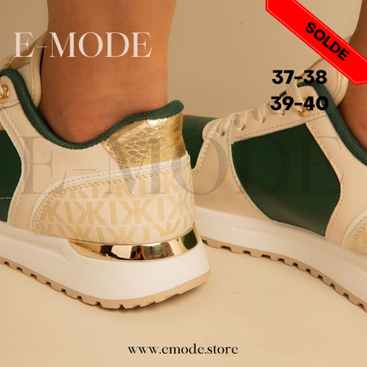 Baskets Beige/Verte - Ref-0532