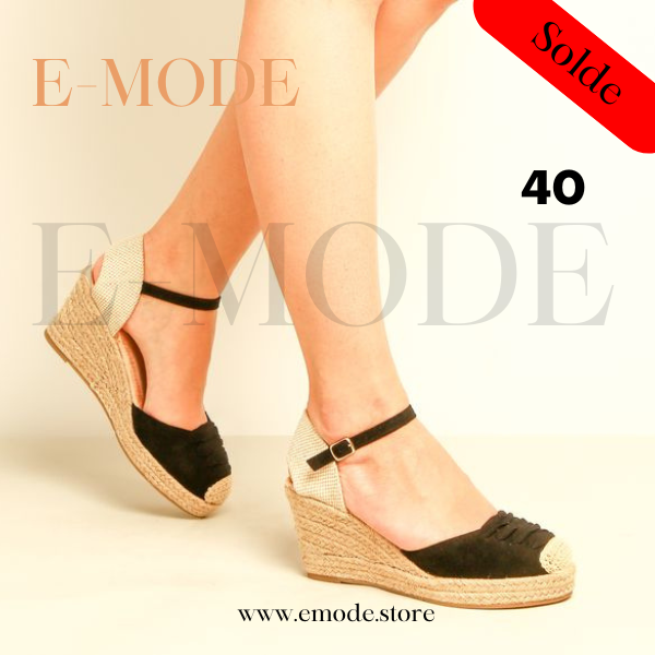 Sandale talon Haut Noir / REF-0588