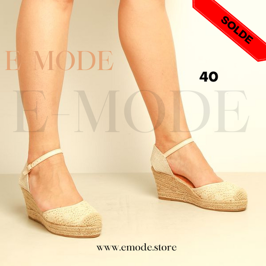 Sandale Compensée Beige / REF-0595