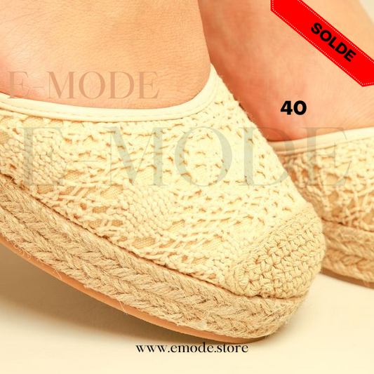 Sandale Compensée Beige / REF-0595