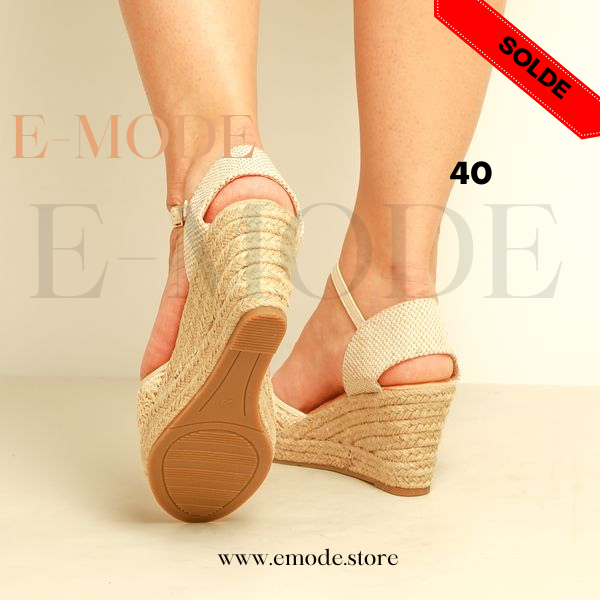 Sandale Compensée Beige / REF-0595