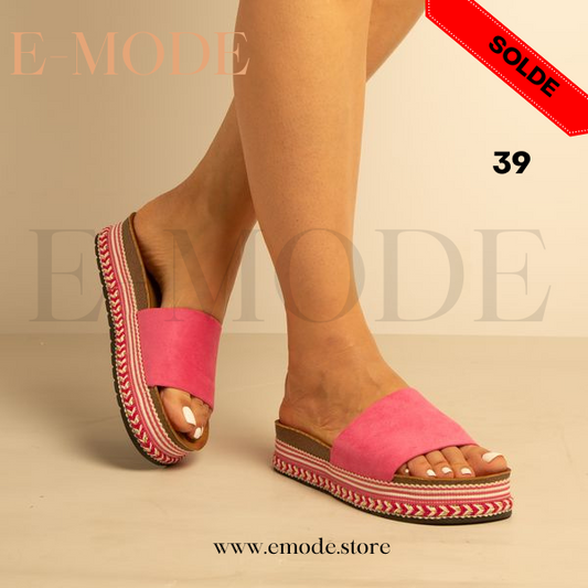 Mule femme Double semelle  rose / REF-0632