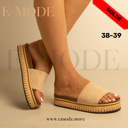 Mule femme Double semelle beige / Ref-0633