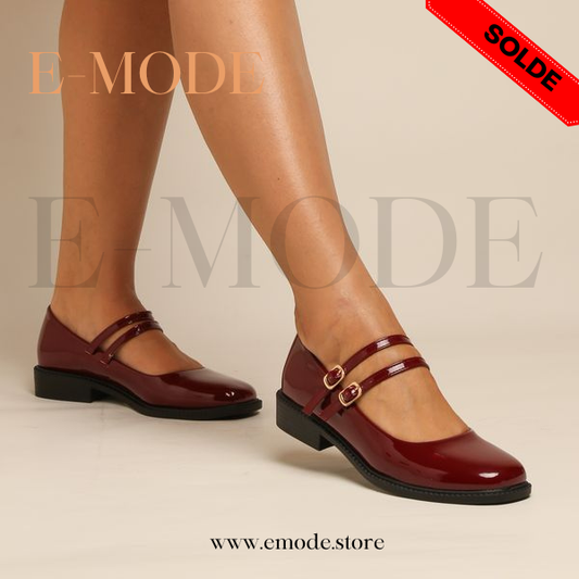 Mocassin -Mary Jane - Bordeaux vernis REF-0760
