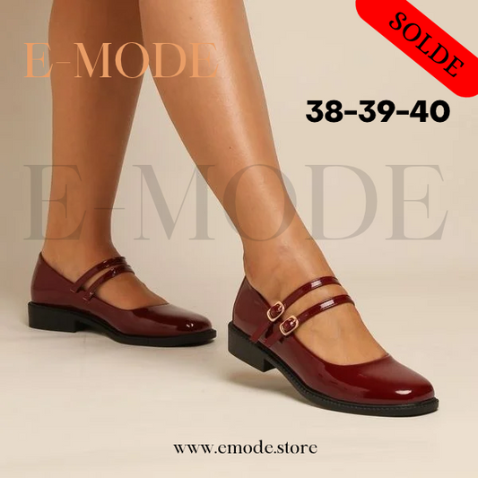 Mocassin -Mary Jane - Bordeaux vernis REF-0760