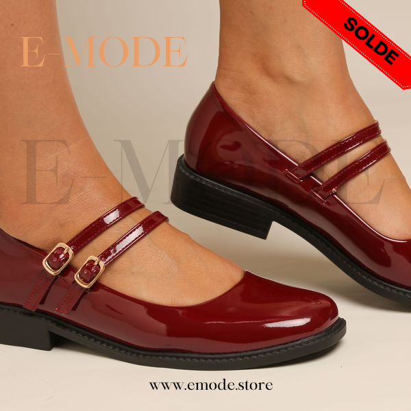 Mocassin -Mary Jane - Bordeaux vernis REF-0760