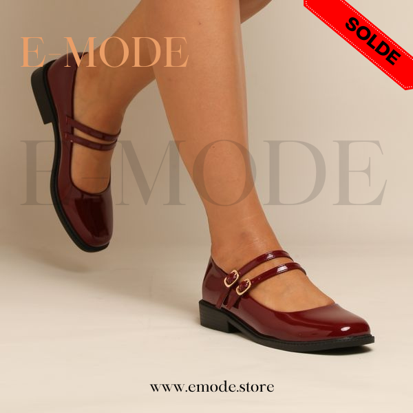 Mocassin -Mary Jane - Bordeaux vernis REF-0760