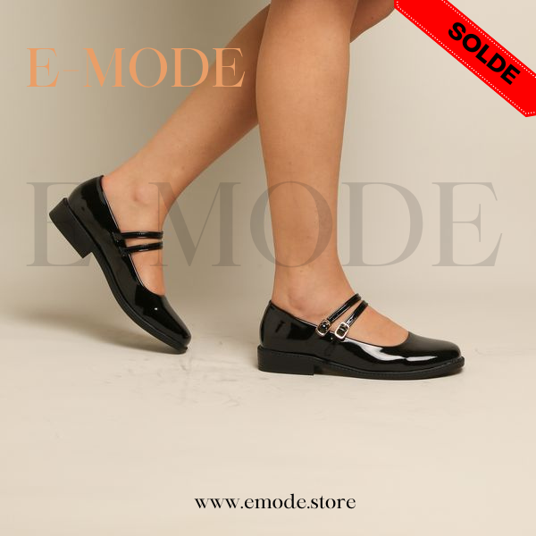 Mocassin -Mary Jane - Noir vernis REF-0761